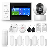 Home Security System, Wireless 4G WiFi Alarm System with 1080p Surveillance Camera, 4.3 Inch Touchscreen Home Alarm System Compatible with Alexa Google Home