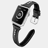 Watch Strap 38/40 / 42 / 44mm T Type Diamond Genuine Leather Watch Band Replacement Band Compatible Apple Watch iWatch Series 4/3/2/1 (Black, 40mm)