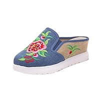 Women and Ladies Embroidery Wedge Sandal Slipper Shoes