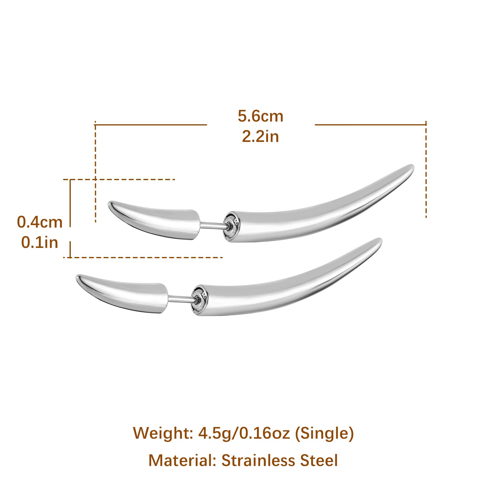 HZMAN Stainless Steel Spike Taper Stud Earrings for Men Women Screw Piercing Sharp Taper Earring Jewelry Gift