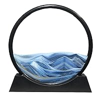 Winthfure Moving Sand Art Picture 3D Deep Sea Sandscape in Motion Display Round Glass Flowing Sand Frame Home and Office Desktop Decorations Children's Large Desktop Art Toys 7, Purple 