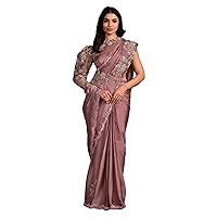 Trendy Party Wear One Minute Saree With Beautiful Designs Embroidery Sari 4750