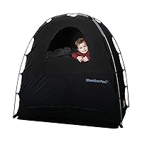 SlumberPod The Original Blackout Sleep Tent Travel Essential for Babies and Toddlers, Mini Crib and Pack N Play Cover, Sleep Pod for Kids with Monitor Pouch and Fan Pouch, Blocks 95%+ Light, Black