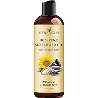 Handcraft Blends Sunflower Oil - 8 Fl Oz - 100% Pure and Natural - Premium Grade Oil for Skin and Hair - Carrier Oil - Hair and Body Oil - Massage Oil - Cold-Pressed and Hexane-Free