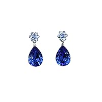 Faship Gorgeous Teardrop Rhinestone Crystal Floral Dangling Earrings
