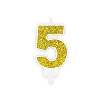 Party Deco Cake Candle Number 5 Five with Glitter Gold Birthday Child Adult