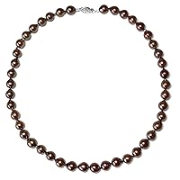 8-8.5mm Baroque Classic Cocoa Akoya Saltwater Cultured Pearl Necklace for Women AA+ Quality Sterling Silver Clasp - PremiumPearl