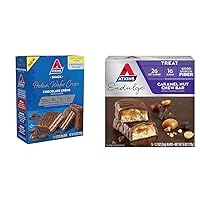 Atkins Chocolate Crème Protein Wafer Crisps with Caramel Nut Chew Bars, 10g Protein, 4g Net Carb, 1g Sugar, High Fiber, Keto Friendly, 5 Count