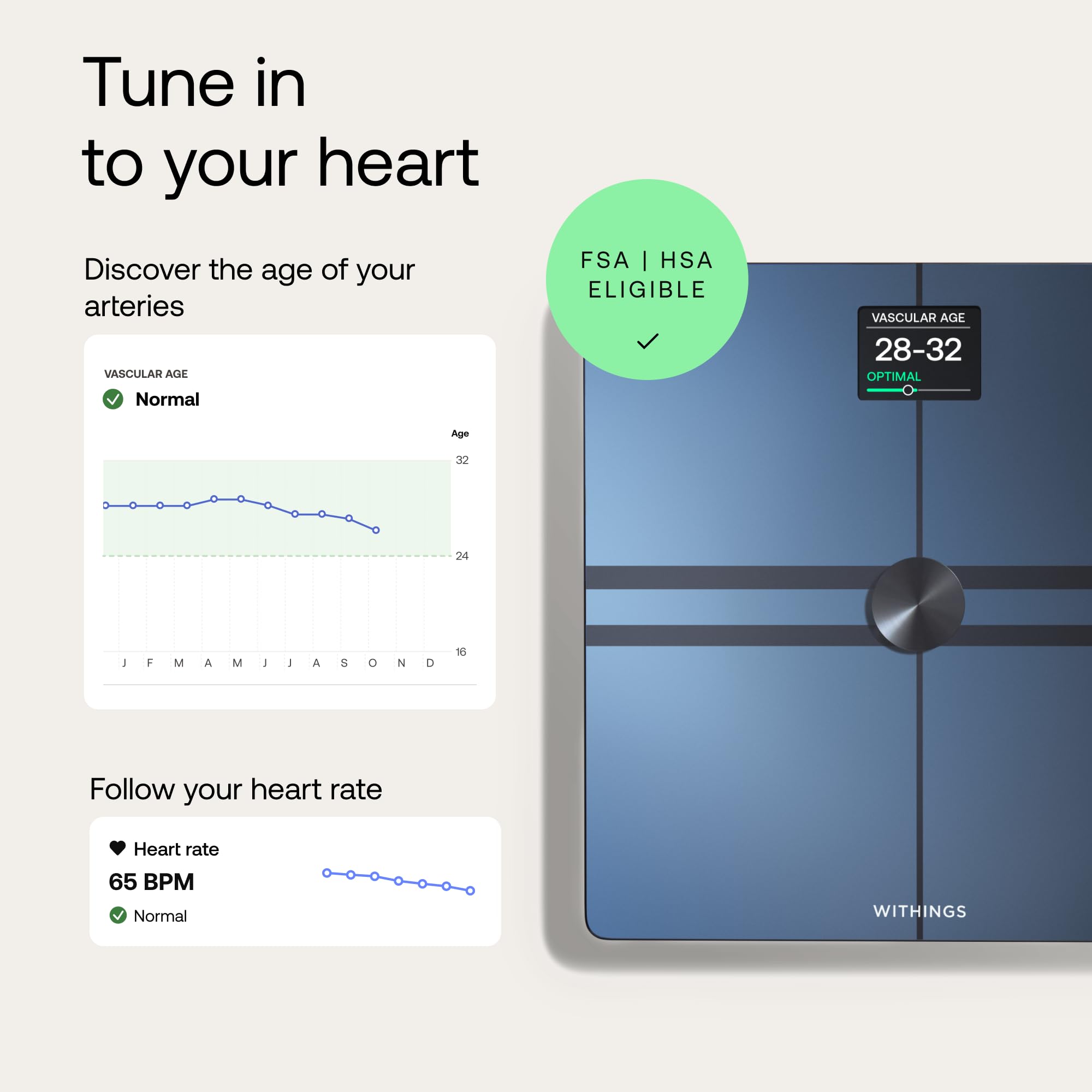 WITHINGS Body Comp - Scale for Body Weight and Complete Body Analysis, Wi-Fi & Bluetooth, Baby Weight Scale, Digital Scale, Accurate Visceral Fat, Heart Health, Scales Compatible with Apple, FSA/HSA