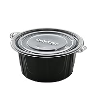 Disposable Bowl Round Box, Black Transparent Dessert Packaging Box, Soup Bowl with Lid Lunch Box Porridge Bowl,C 50pcs