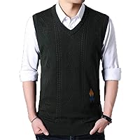 Men Sleeveless Vest Knitted Cashmere Wool Mens Sweaters Autumn Winter Pullover Black 4XL