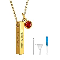 FindChic Personalized Urn Necklaces for Ashes Vertical Bar/Moon Cat/Sand Clock/Dog Claw Pendant Stainless Steel/18K Gold Plated/Black Waterproof Keepsake Cremation Jewelry with Funnel, with Gift Box