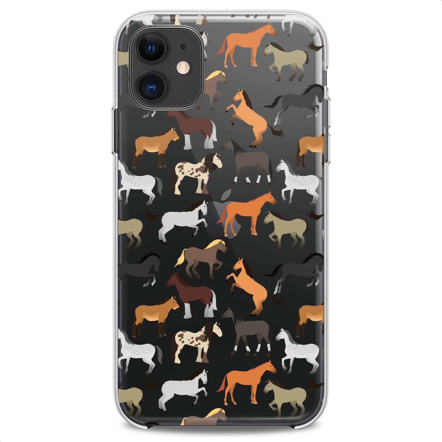 Cavka TPU Case Compatible with iPhone 14 Pro Max 13 12 Mini 11 Xs X 8 Plus Xr 7 SE Horse Pattern Animals Print Slim fit Soft Nature Cute Clear Woman Pony Cute Man Flexible Silicone Design Stylish