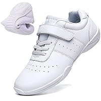 DADAWEN Youth Girls White Cheerleading Shoes Athletic Training Tennis Sneakers Competition Cheer Shoes