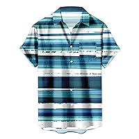 Mens Hawaiian Polo Mens Lightweight Polyester Shirts Mens Black and White Button Up Shirt Short Sleeve Jersey Polo