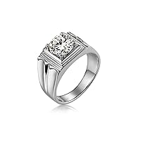 Gualiy White Gold Rings for Women 14K, Rings for Women Wedding Band 4-prong with Moissanite 2 carat Size J 1/2-V 1/2