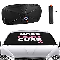 Hope Fight Breast Cancer Foldable Car Windshield Sun Shade Umbrella Funny Pattern Front Window Covers Unisex 133x73cm