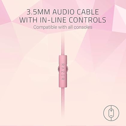 Razer Kraken Gaming Headset: Lightweight Aluminum Frame, Retractable Noise Isolating Microphone, For PC, PS4, PS5, Switch, Xbox One, Xbox Series X & S, Mobile, 3.5 mm Audio Jack - Quartz Pink
