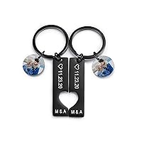 MeMeDIY Personalized Stainless Steel Keychain 2PCS Set Heart Puzzle Round Tag Engraved Photo Name Cut-off Keychain For Women