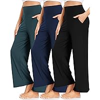 FULLSOFT 3 Pack Women's Wide Leg Yoga Pants Comfy Loose Sweatpants High Waisted Lounge Casual Pants with Pockets