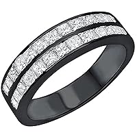 Princess Cut D/VVS1 Diamond Engagement Wedding Half Eternity Band Ring For Men,s 14K Gold Plated 925 Sterling Silver