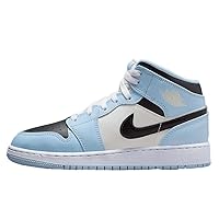 Jordan Nike Kids Air 1 Retro High OG GS Basketball Shoe, White/Vivid Green/Lavender Mis, 4 Big Kid