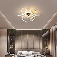 Ceiling Fans Withps,Ceiling Fan with Lighting and Remote Silent Light Modern 6 Wind Speeds Changeable 3 Color Changeable Dimmable Fan Light for Living Room Bedroom/White