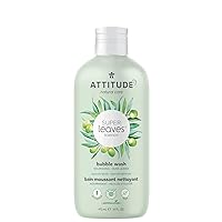ATTITUDE Bubble Bath, EWG Verified, Plant and Mineral-Based, Dermatologically Tested, Vegan Body Care Products, Olive Leaves, 16 Fl Oz