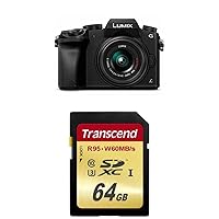 PANASONIC LUMIX G7 4K Mirrorless Camera, with 14-42mm MEGA O.I.S. Lens, 16 Megapixels, 3 Inch Touch LCD, DMC-G7KK (USA BLACK) with Transcend 64 GB Memory Card