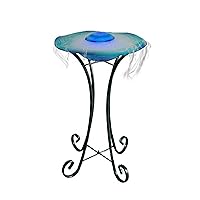 XBrand Floor Mist Fountain with 12 Color Changing LED lights and Inline Control, 27 inch Tall, Glass and Metal, Blue, Mist Water Fountain, Indoor Floor Water Fountain, Aromatherapy Mist Fountain
