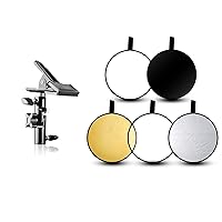 EMART Photography Reflector Holder with 24’’ Small Collapsible 5 in 1 Photo Reflector Photography Kit - Bounce Board Translucent, White, Silver, Gold, Black