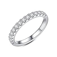 Moissanite Wedding Band, Wedding Rings for Women, 0.3 ct D Color VVS1 Lab Created Diamond Sterling Silver Rings Half Eternity Stackable Engagement Ring Anniversary Band Size 3-13