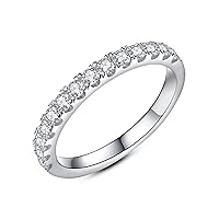 IMOLOVE Moissanite Wedding Band, Wedding Rings for Women, 0.3 ct D Color VVS1 Lab Created Diamond Sterling Silver Rings Half Eternity Stackable Engagement Ring Anniversary Band Size 3-13