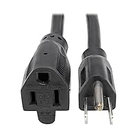 Tripp Lite Power Cord Extension Cable, Heavy Duty, 14AWG, 5-15P to 5-15R, 15A, 15' (P024-015), 15 ft. , Black, Printer