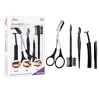 5-piece Eyebrow Grooming Kit, Including An Eyebrow Scraper, Eyebrow Scissors, Eyebrow Tweezers, and An Eyebrow Comb, Essential Tools for Beginners To Shape Their Eyebrows.