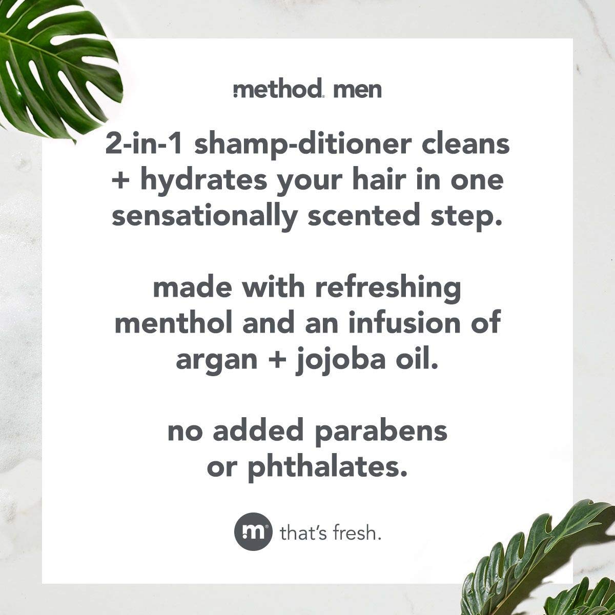 Method Men 2 in 1 Shampoo and Conditioner; Glacier + Granite; 14 oz; 6 pack