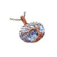 Sodalite Gemstone Necklace, Tree of Life Necklace, Copper Wire Wrapped Jewelry, Gift For Her, DR-158