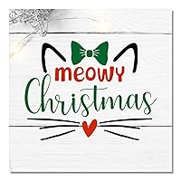 ArogGeld Meowy Christmas Cat Ear Wooden Sign Christmas Decoration Wooden Signs Winter Holiday Funny Xmas Wooden Plaque Wall Art Decor Home Decorative Hanging Sign for Living Room Study q8hxkwx83pok