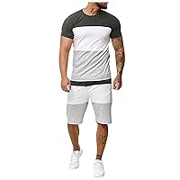 Mens Tracksuit Mens Sport Set 2023 Summer Outfits 2 Piece Set Track Suits T Shirts and Shorts Sets Casual Beach Sweatsuit