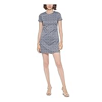 Calvin Klein Womens Petites Ponte Short Mini Dress Gray 4P
