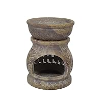 3.2 Inches Tall Brown Soapstone Marble Tea Lights Candle Holder Elephant Design Scented Essential Oil Diffuser, Aromatherapy Diffuser for Home Décor Return Gift