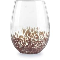 Circleware Firenze Set of 2 Stemless Wine Glasses, Home Party Dining Beverage Drinking Glassware Cups for Water, Liquor, Whiskey, Beer and Farmhouse Decor, 18.9 oz, Purple Speckle