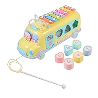 ERINGOGO Bus Hit Toy Knocking Piano Music Toy Bus Shape Xylophone Baby Music Toy Kid Birthday Favor Piano Bus Toy School Bus Model Educational Playthings Xylophone Bus Toy School Bus Toy