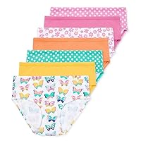 Lucky & Me Girls 100% Organic Cotton Underwear Briefs, Gracie 7 Pack