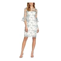 Adrianna Papell Women's Embroidered Bell Sleeve Sheath