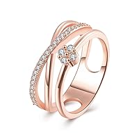 Rockyu Jewelry Brand Ladies’ Ring, 18k Sparkling, Stylish, Ring, Pink Gold Ring