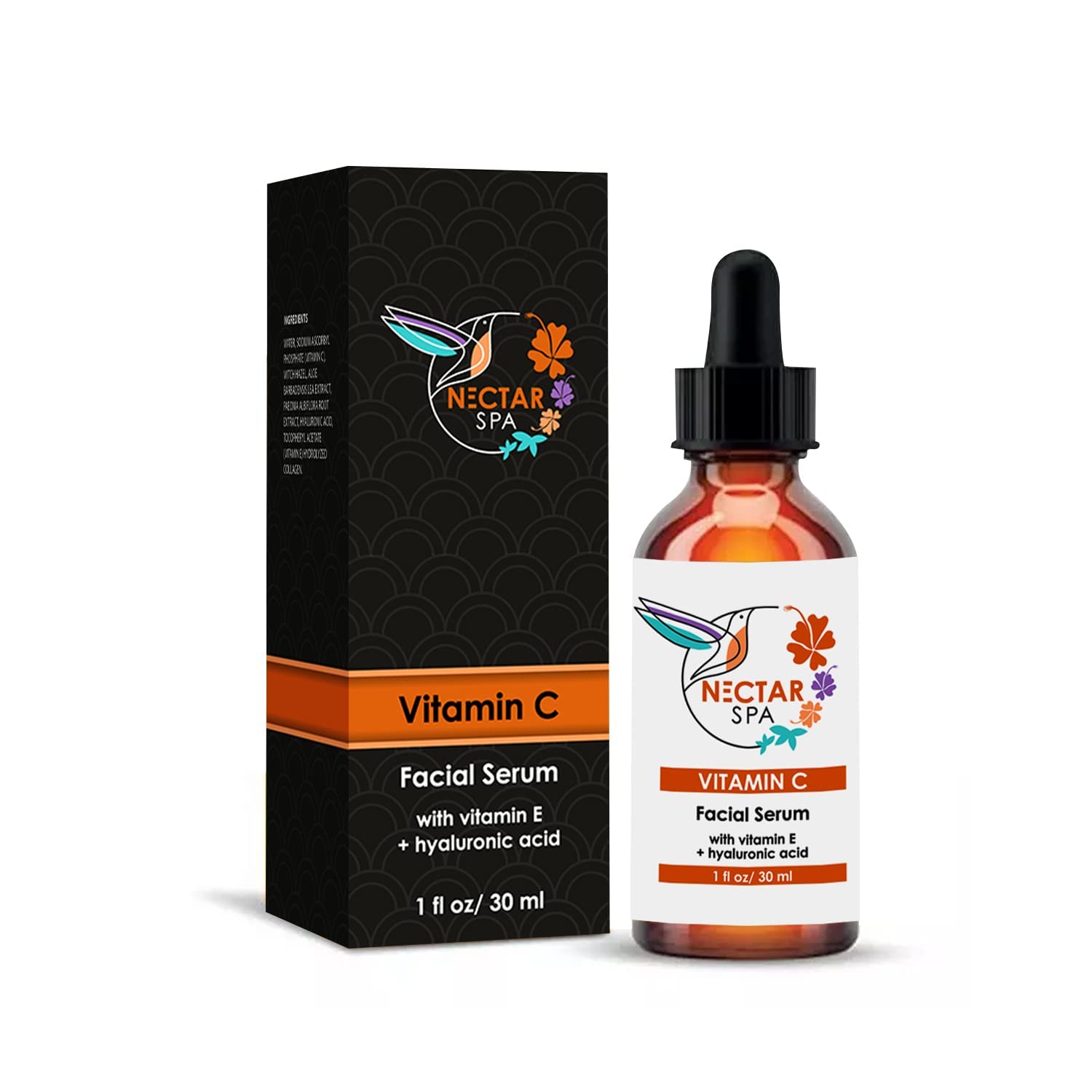 NECTAR SPA Vitamin C Facial Serum with Vitamin E + Hyaluronic Acid - 1 fl oz/ 30ml