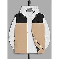Jackets for Men - Men 1pc Patch Detail Two Tone Puffer Vest Coat (Color : Multicolor, Size : Medium)