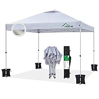 Acepic，10x10 Pop Up Canopy Tent,300D Silver-Coating Top,1-Person Setup Pop Up Canopy Tent Instant Portable Shelter with 1-Button Push and Wheel Carry Bag, Bonus 8 Stakes and 4 Canopy Weights (White)