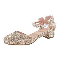 Girls Sandals 4.5cm Low Heel Dress Close Toe Sandals Flower Wedding Party For Little Kid/Big Kid Beach Kids Shoes